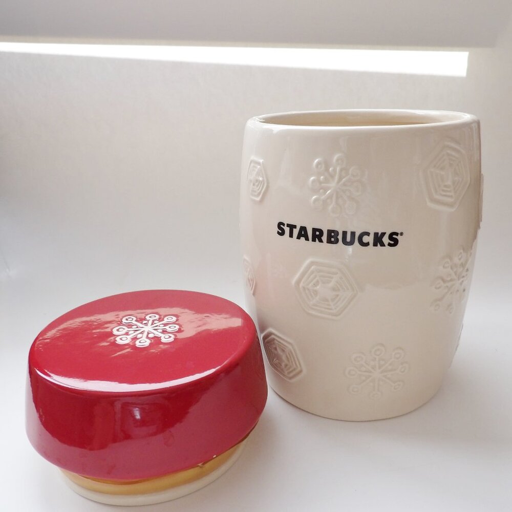 Starbucks 2011 Snowflake Holiday Canister Cookie Treat Jar with Sealed Lid - Picture 2 of 11